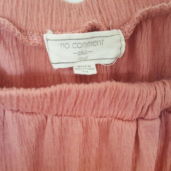 NO COMMENT Women's Top 2X Dusty Rose Elastic - Picture 2 of 4